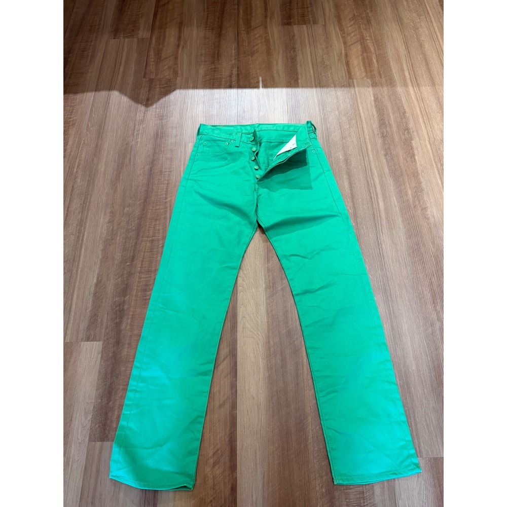 Levi's 501 Original Fit Jeans Mens W30 L32 Green Straight Leg Button Fly